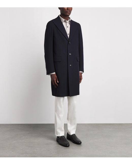 Canali Blue Wool Overcoat for men