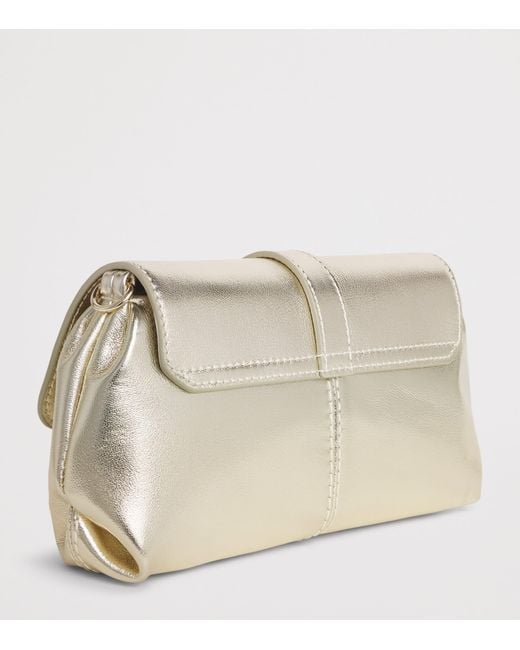 Maje Gray Metallic Leather Miss M Clutch Bag