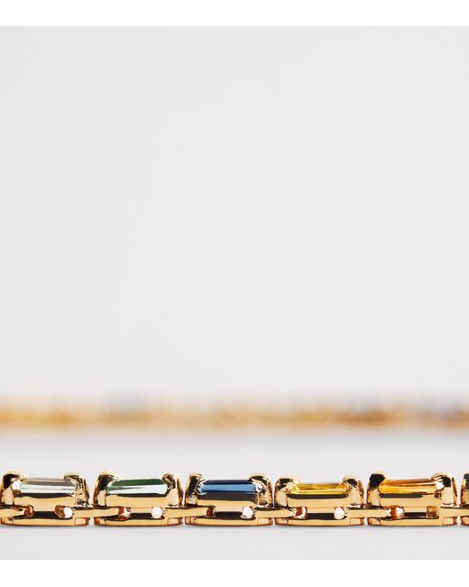 Suzanne Kalan Metallic And Sapphire Bold Linear Tennis Necklace