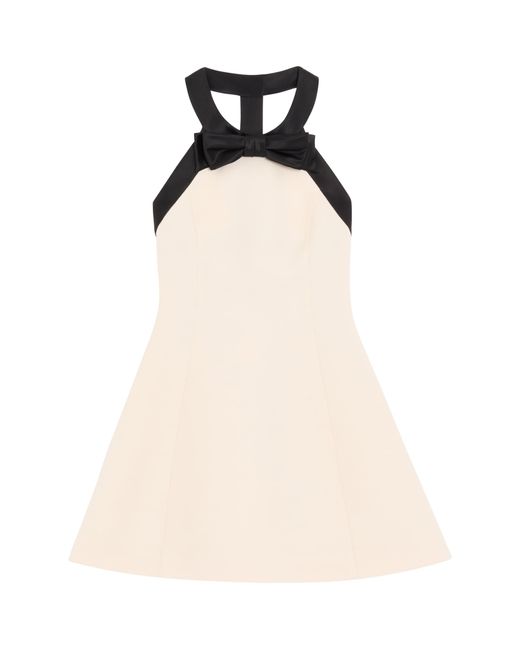 Valentino Natural Wool-Silk Crepe Halterneck Mini Dress