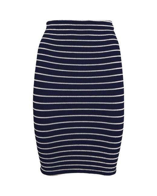 Hunza G Blue Striped Crinkle Mini Skirt