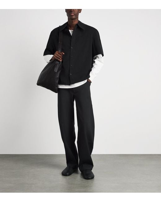 Séfr Black Barrel-Leg Oktai Trousers for men