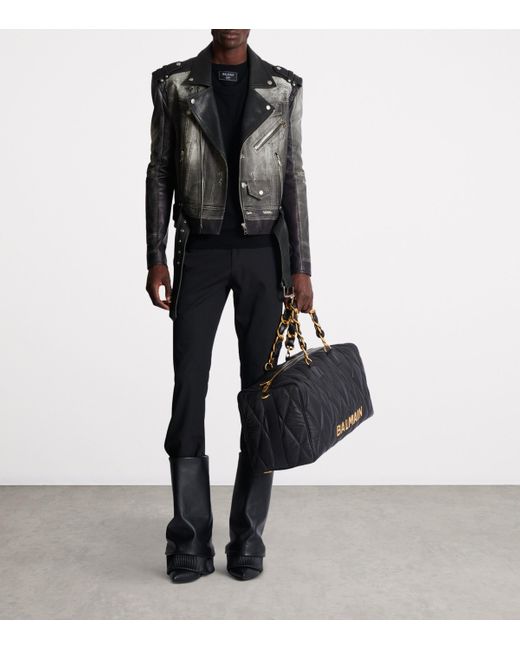 Balmain Black Leather Jackets for men