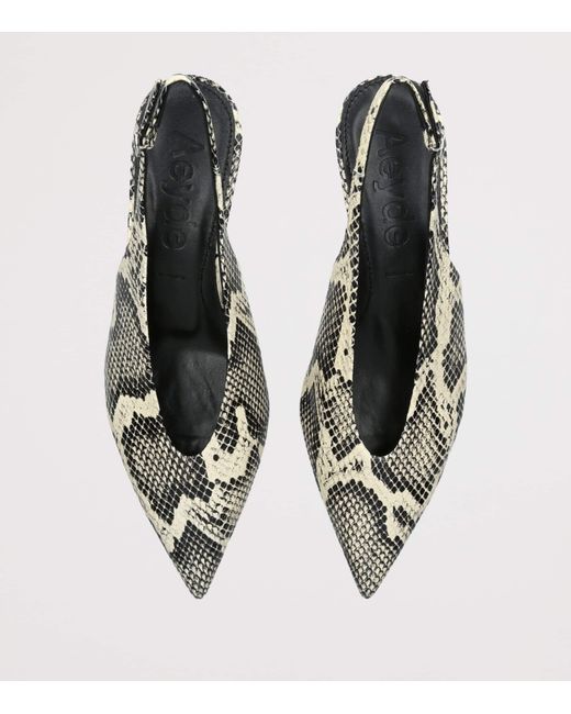 Aeyde Metallic Snakeskin-Effect Camila Slingback Pumps 35