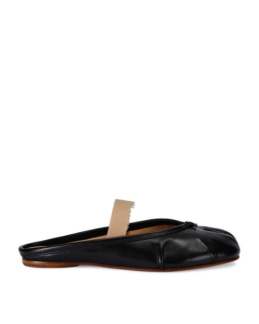 Maison Margiela Black Leather Tabi Ballerina Mules