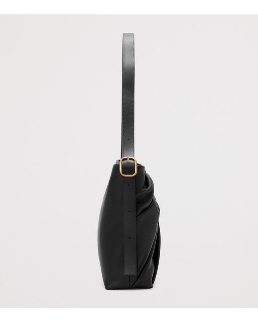 Loewe Black Leather Draped Tote Bag
