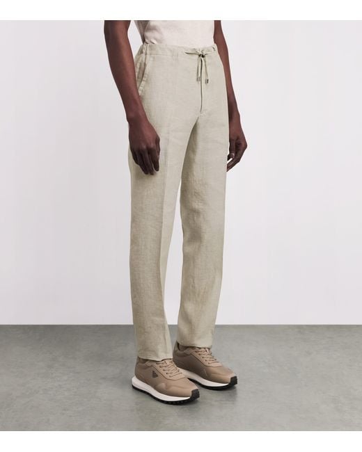 FIORONI CASHMERE Natural Linen Drawstring Trousers for men