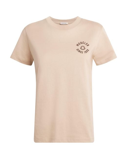 Moncler Natural Cotton Logo Embroidered T-Shirt