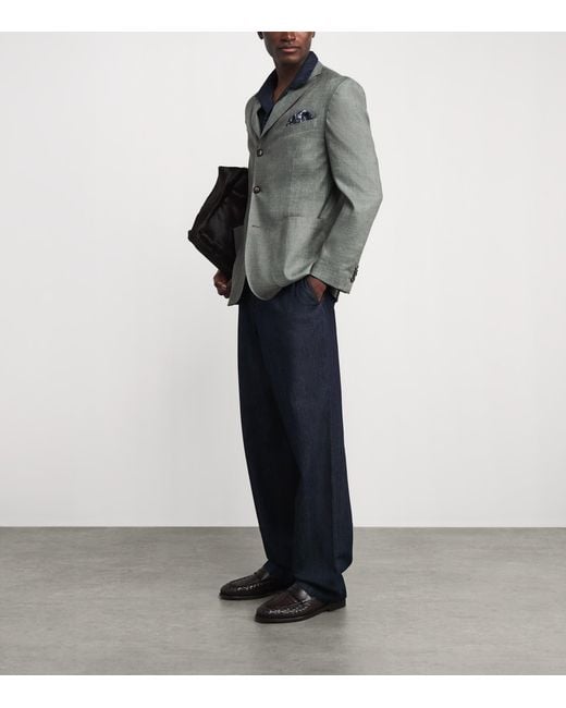 Eton of Sweden Gray Wool-Silk-Linen Blazer for men