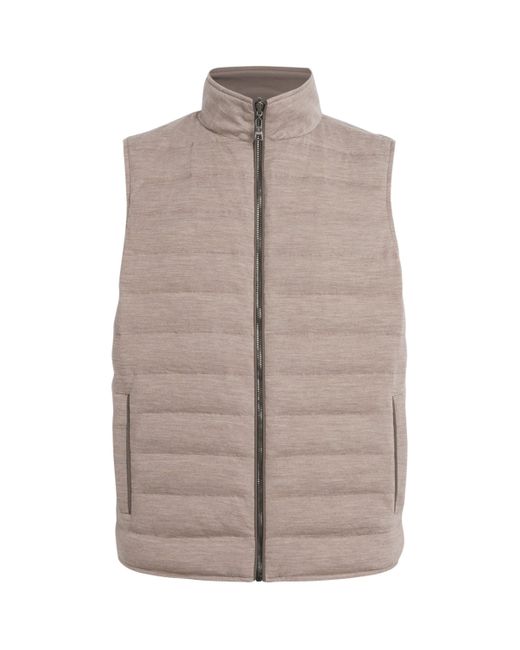 FIORONI CASHMERE Brown Cashmere-Down Reversible Gilet for men