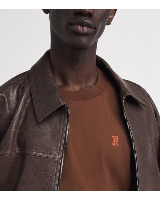 Sandro Brown Cotton Logo-Patch T-Shirt for men