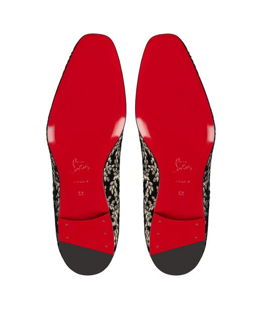 Christian Louboutin Black Embroidered Loafers for men