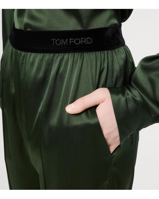 Tom Ford Green Silk Elasticated Trousers