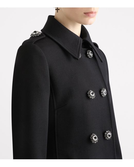 Dolce & Gabbana Black Virgin Wool Double-Breasted Overcoat
