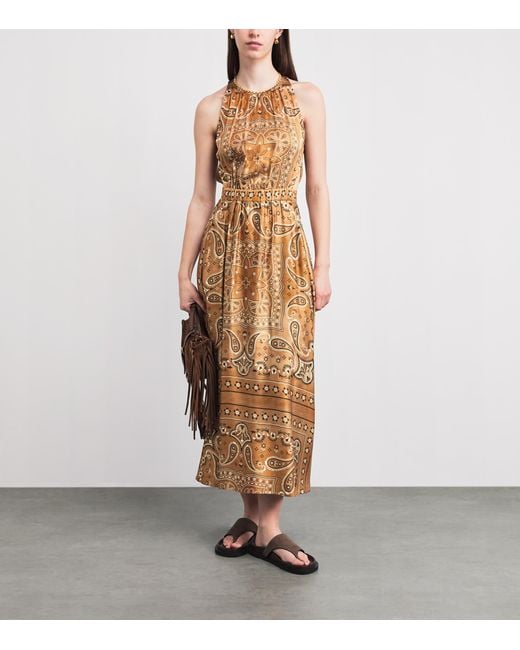 Sandro Natural Bandana Print Midi Dress