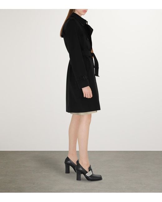 Burberry Black Gabardine Kensington Mid-Length Trench Coat