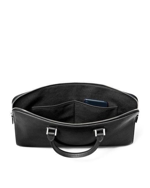 Aspinal Black Leather Connaught Briefcase for men