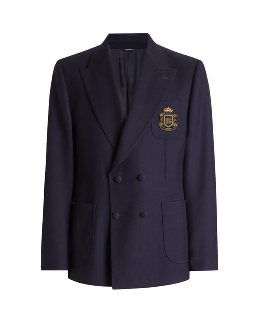 Dolce & Gabbana Blue Portofino Wool Canvas Blazer for men