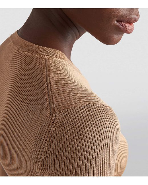 Prada Natural Silk Cropped Logo Sweater