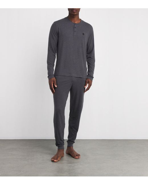 Boss Blue Long-Sleeve Pyjama Set for men