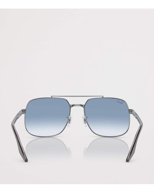 Ray-Ban Blue Metal Square Sunglasses