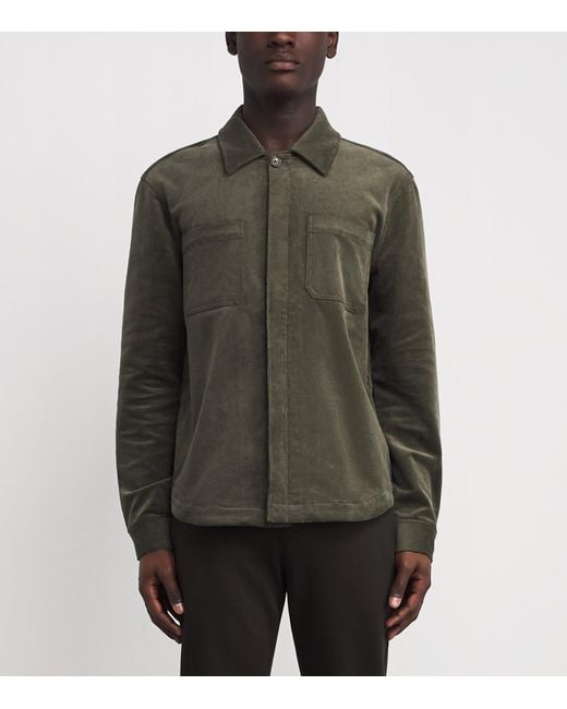 PAIGE Green Corduroy Patch-Pocket Shirt Jacket for men