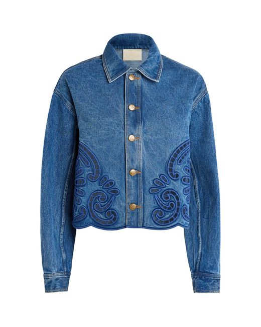 Ulla Johnson Blue Eyelet Bobbi Denim Jacket