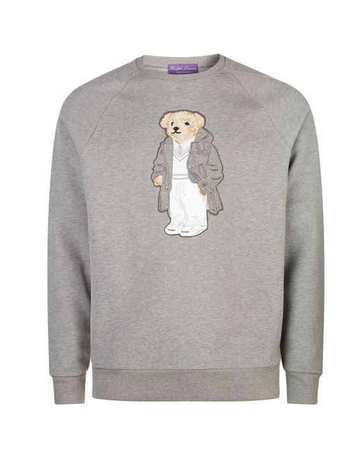 Ralph Lauren Purple Label Gray Polo Bear Sweater for men