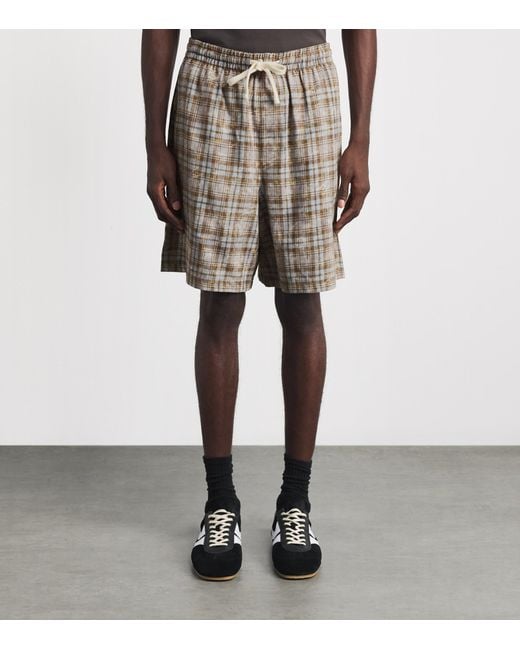 Picante Gray Cotton Bleached Check Rocco Shorts for men