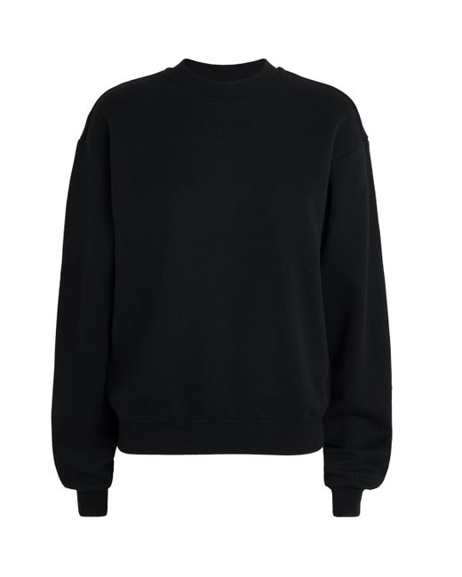 Skims Black Cotton-Blend Fleece Classic Sweatshirt