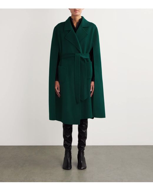Wolk Morais Green Cashmere Belted On Set Cape
