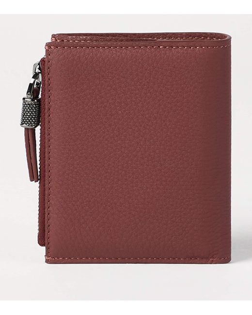Brunello Cucinelli Red Leather Bifold Wallet