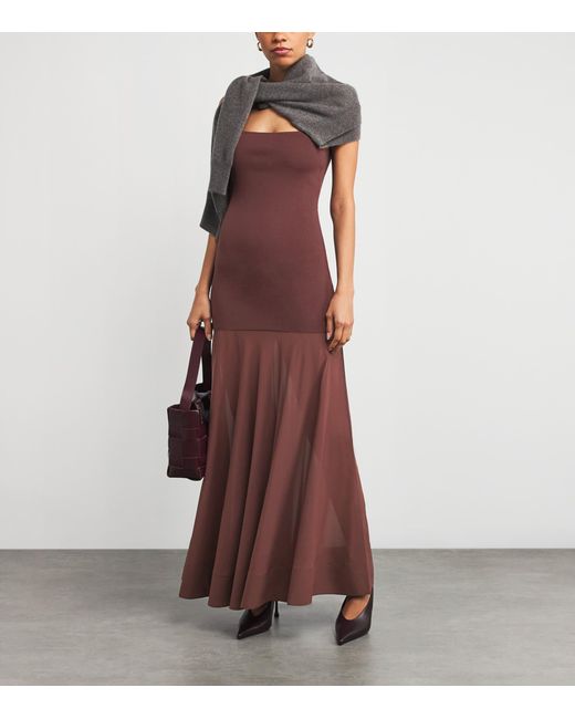 St. Agni Purple Sheer-Hem Maxi Dress