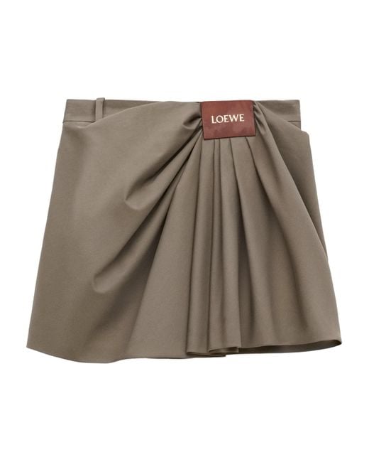 Loewe Brown Cotton-Silk Draped Mini Skirt