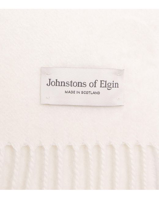 Johnstons White Natural Cashmere Scarf for men