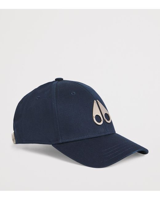 Moose Knuckles Blue Cotton Logo Baseball Cap for men