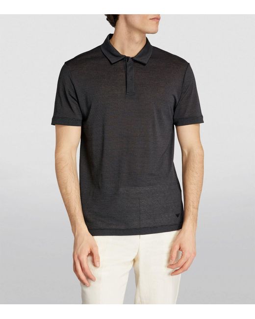 Emporio Armani Black Button-up Polo Shirt for men