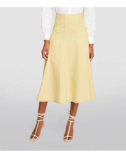 ME+EM Yellow Me+em Cotton-blend Textured Skirt