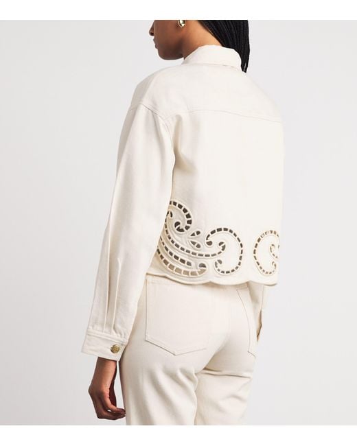 Ulla Johnson White Bobbi Eyelet Denim Jacket
