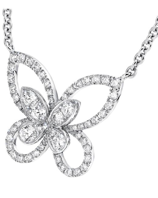Graff Metallic White Gold And Diamond Butterfly Necklace