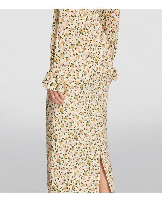 Alessandra Rich Metallic Collared Floral Midi Dress