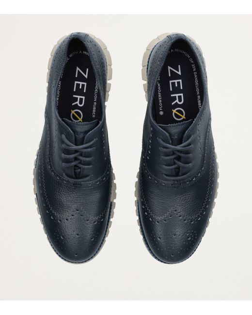 Cole Haan Blue Leather Zerøgrand Wingtip Oxford Shoes for men