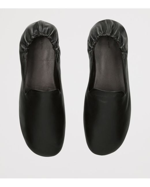 The Row Black Casa Leather Slippers