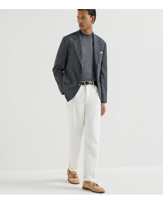 Brunello Cucinelli Natural Suede Tassel Loafers