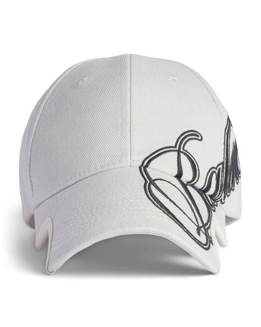 Balenciaga Gray Cursive Logo Baseball Cap for men