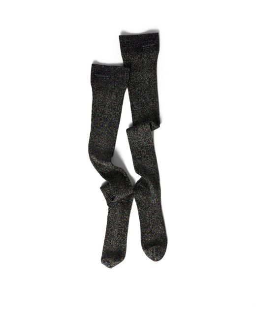Miu Miu Black Lamé Knee-High Socks