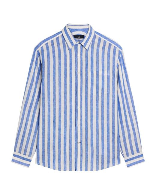 Dunhill Blue Linen Stripe Shirt for men