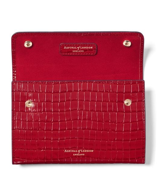 Aspinal Red Leather Jewellery Roll for men