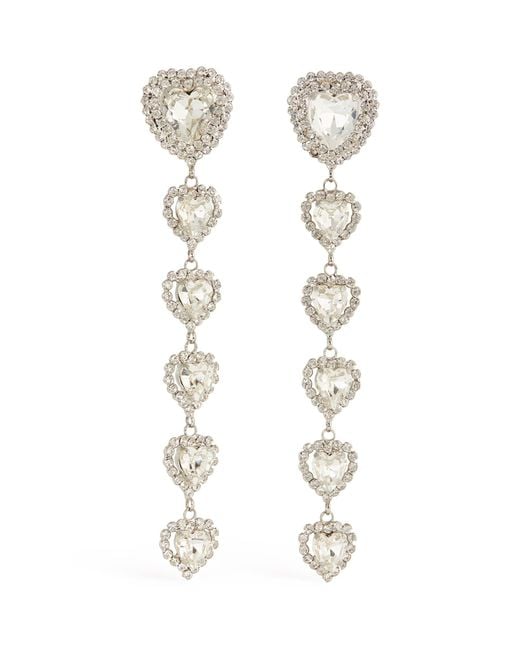 Alessandra Rich Metallic Crystal-embellished Heart Clip-on Earrings