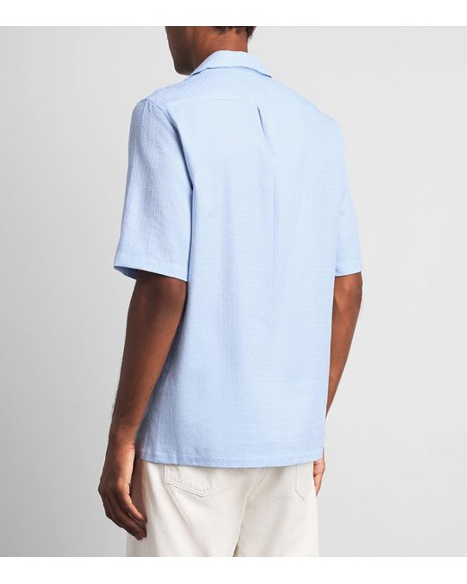 Samsøe & Samsøe Blue Organic Cotton Jacquard Saoscar Shirt for men